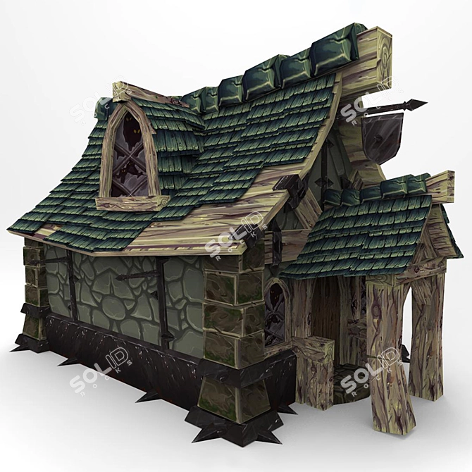 Cartoon Fantasy Building: Simplistic Elegance 3D model image 1
