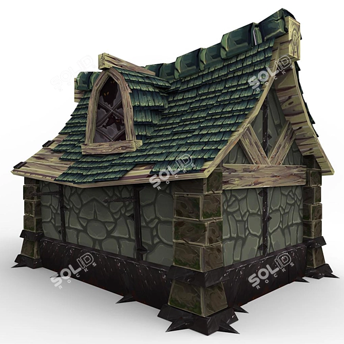 Cartoon Fantasy Building: Simplistic Elegance 3D model image 2
