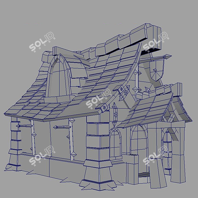 Cartoon Fantasy Building: Simplistic Elegance 3D model image 3