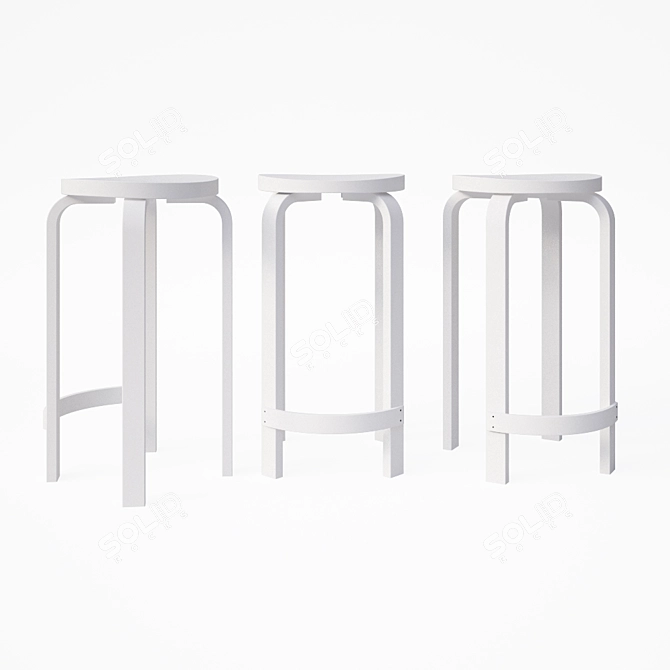 Nordic-inspired Stool 3D model image 2