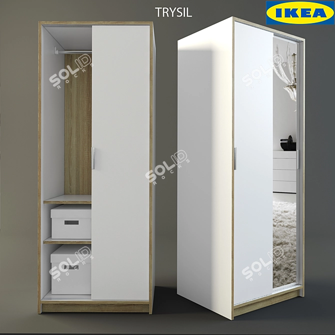 Elegant IKEA Trysil Wardrobe 3D model image 1