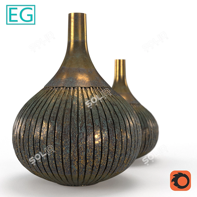 Vintage Copper Vase 3D model image 2