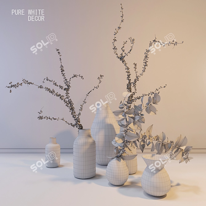 Title: Elegant White Ceramic Vases 3D model image 3