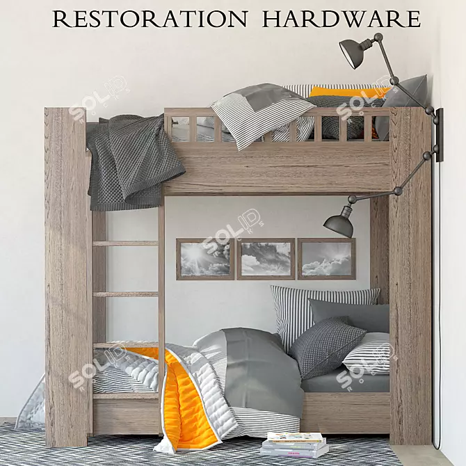 Restoration Hardware Callum Bunk Bed: Versatile and Stylish Sleep Solution 3D model image 1