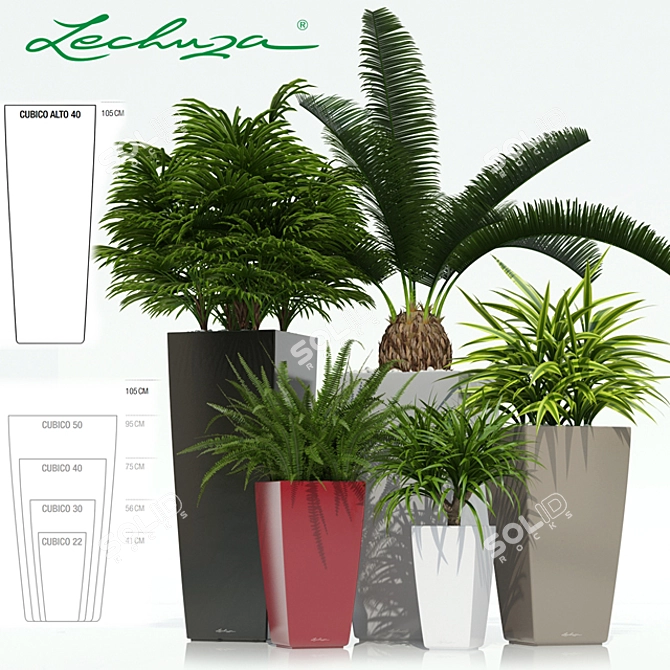 Sleek Lechuza CUBICO Planter 3D model image 1