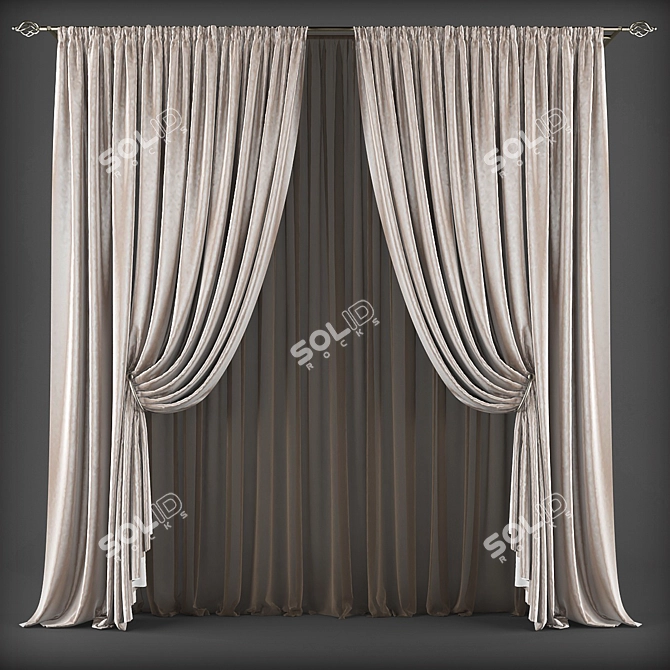 Timeless Elegance: Classic Style Curtains 3D model image 1