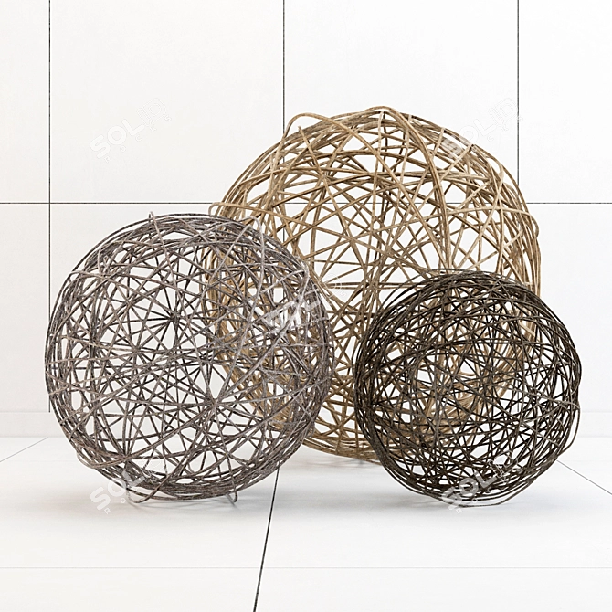 Wicker Ball - 3D Textured Geometry 3D model image 1