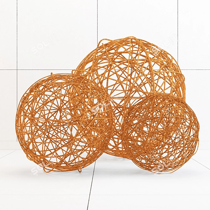Wicker Ball - 3D Textured Geometry 3D model image 3