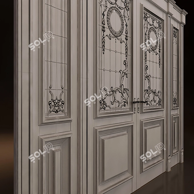 Elegant Double Glass Doors 3D model image 3