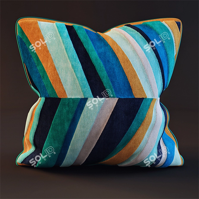 Luxury Cushion Set: 3 High/Low Poly 3D model image 2