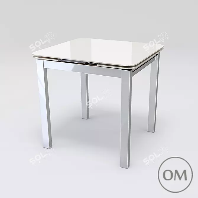 Sleek Extendable Glass Dining Table 3D model image 1