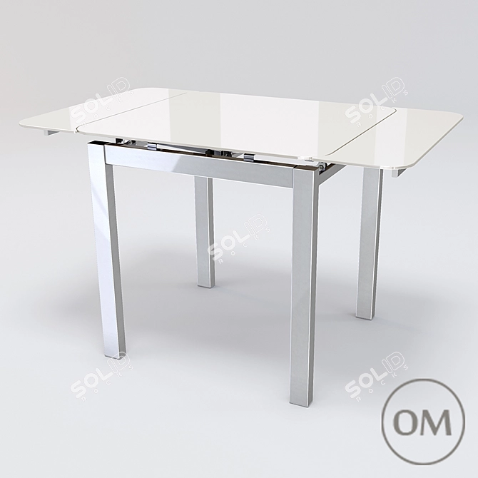 Sleek Extendable Glass Dining Table 3D model image 3