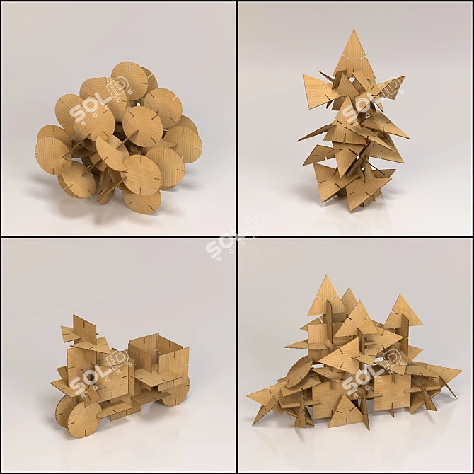 Cardboard Puzzle Figures 3D model image 1