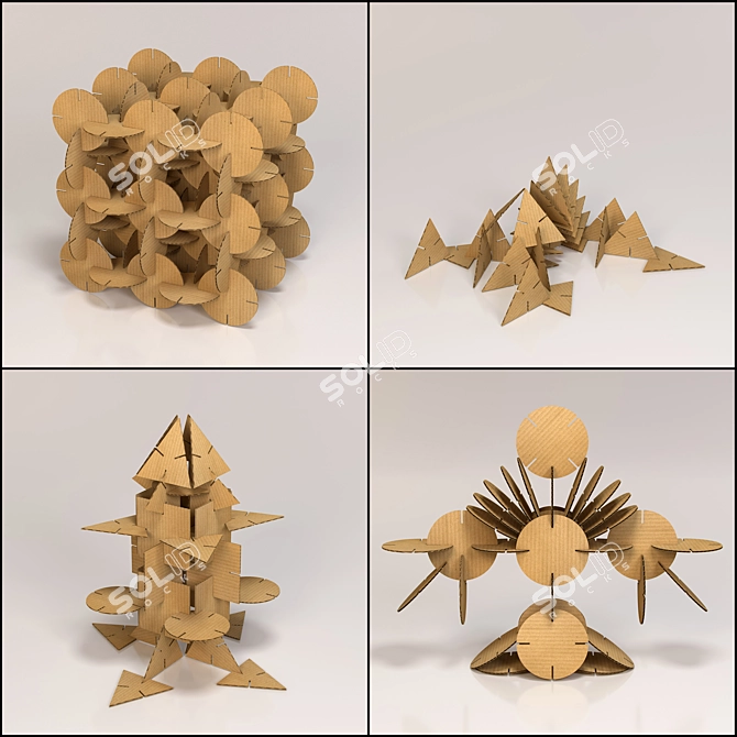 Cardboard Puzzle Figures 3D model image 2