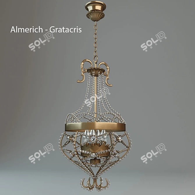 Elegant Gratacris Chandelier 3D model image 1