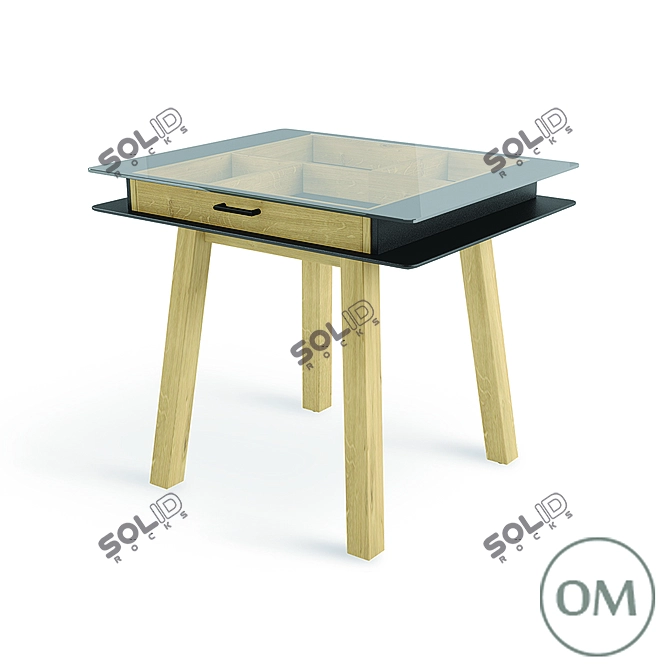Sleek Square Table with Drawers 3D model image 2