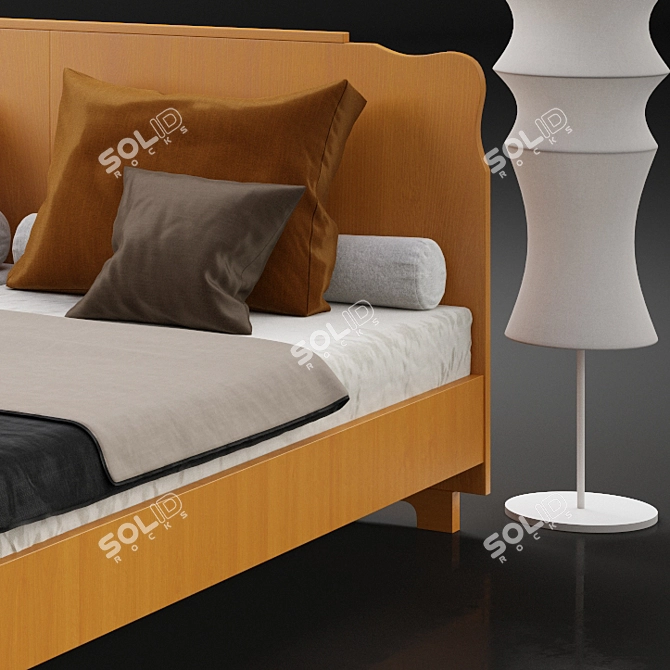 Vintage Art Deco Bed and Danese Terra Lamp 3D model image 2