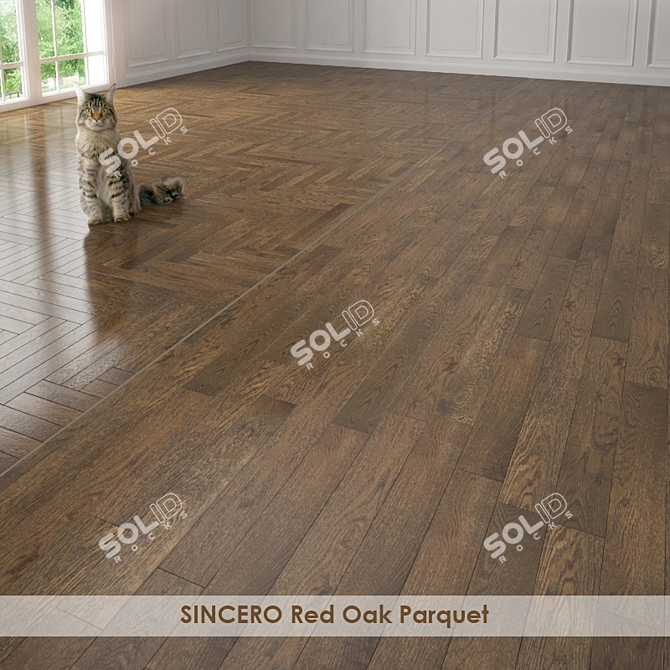 SINCERO Red Oak Parquet: Classic Elegance for Your Space 3D model image 1