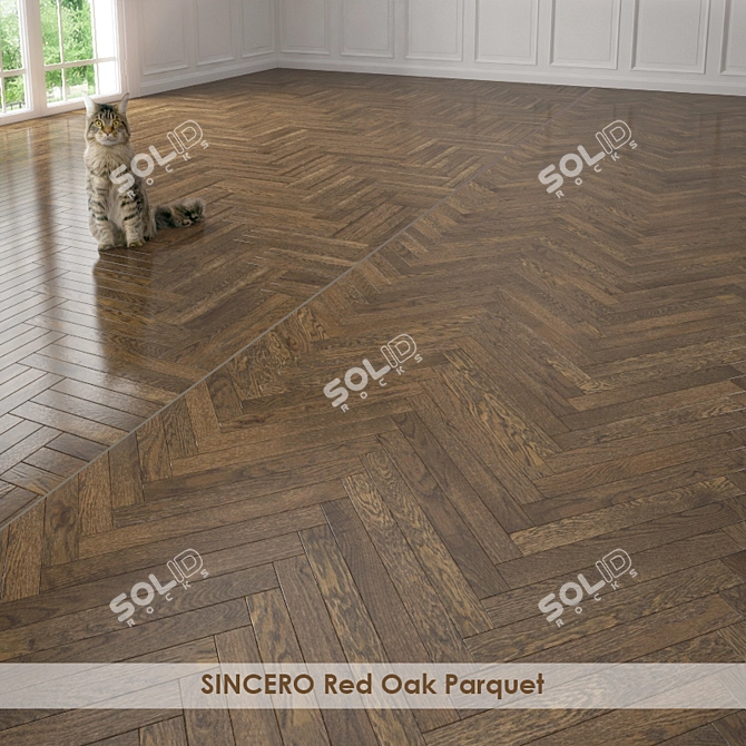 SINCERO Red Oak Parquet: Classic Elegance for Your Space 3D model image 2