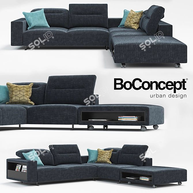 Adjustable Backrest Sofa with Storage - Hampton 3D model image 1