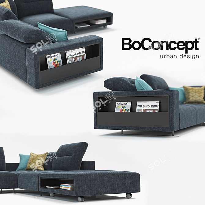 Adjustable Backrest Sofa with Storage - Hampton 3D model image 2