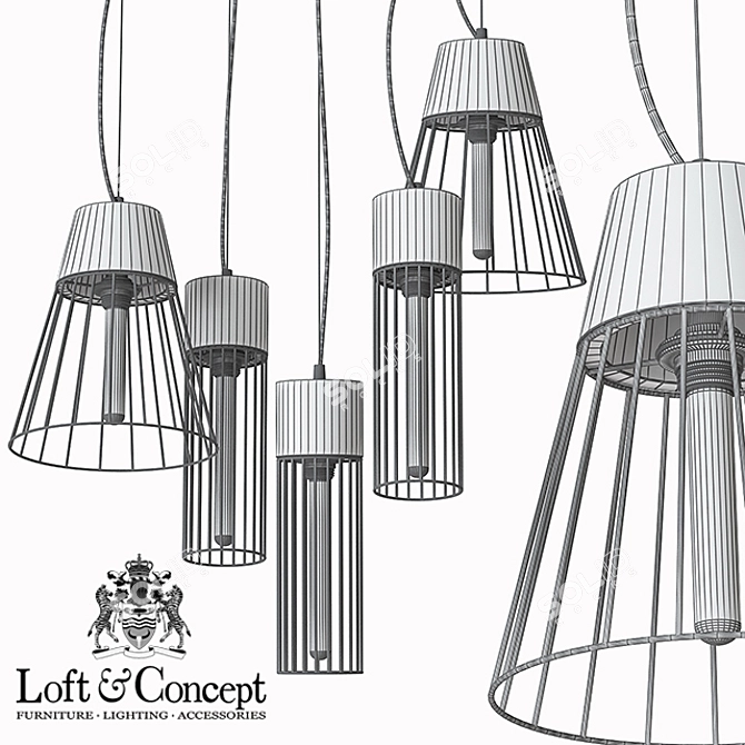 Modern Wire Cage Chandelier - Stylish Lighting Fixture 3D model image 3