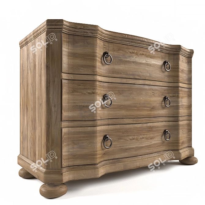 Rustic Corsica Wooden Chest 3D model image 1