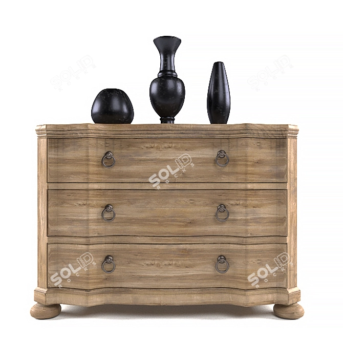 Rustic Corsica Wooden Chest 3D model image 2