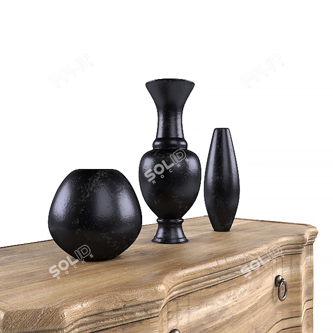 Rustic Corsica Wooden Chest 3D model image 3