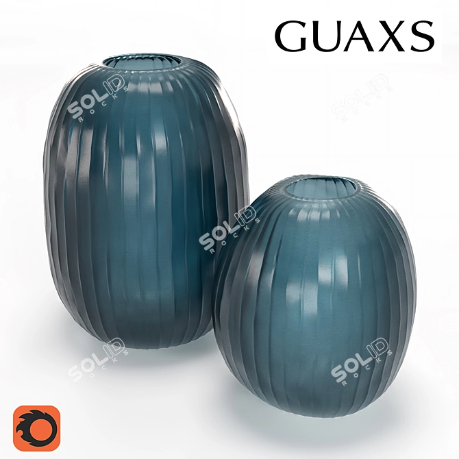 Oceanic Embossed Glass Vase 3D model image 3