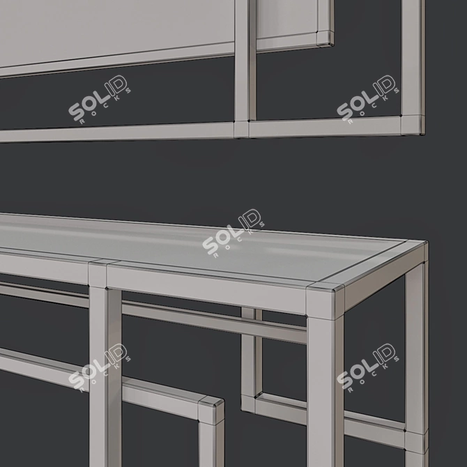 Elegant Gold Console & Mirror Set 3D model image 4