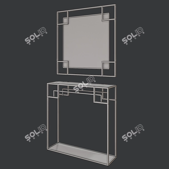 Elegant Gold Console & Mirror Set 3D model image 5