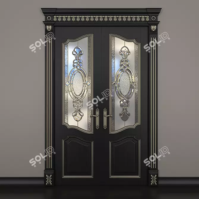 Elegant Stained Glass Door 3D model image 1