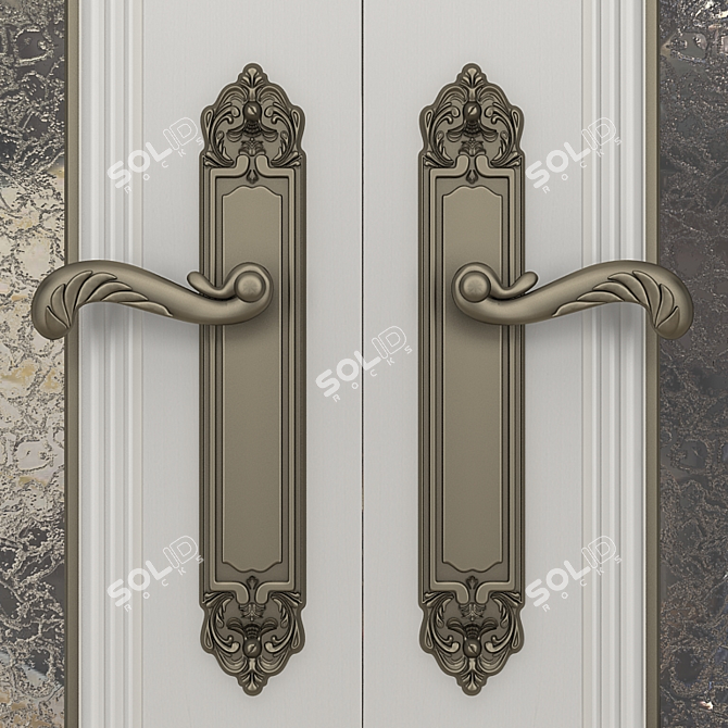 Elegant Stained Glass Double Door 3D model image 2