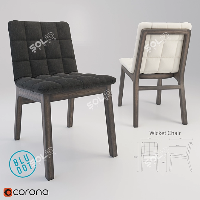 Wooden Frame Tufted Cushion Chair 3D model image 1