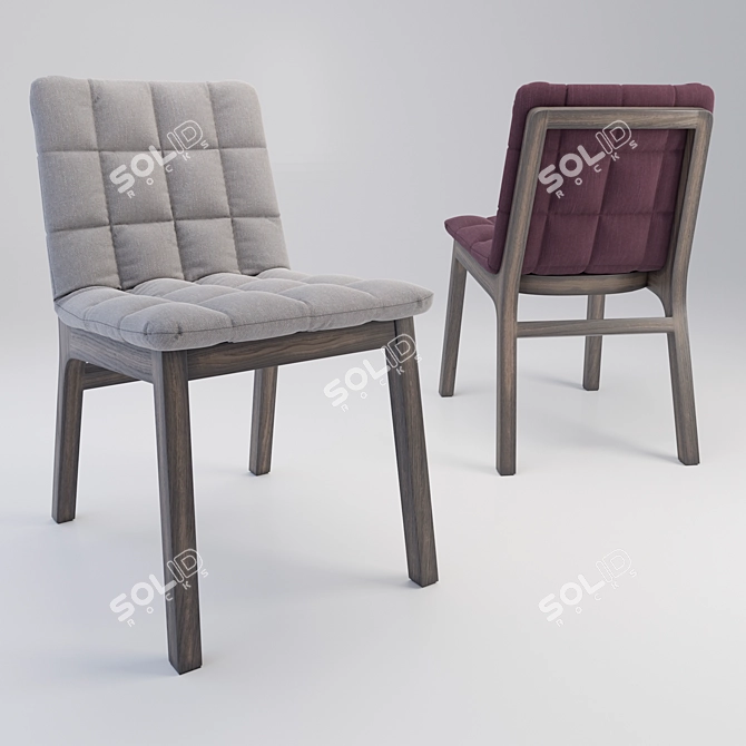 Wooden Frame Tufted Cushion Chair 3D model image 2