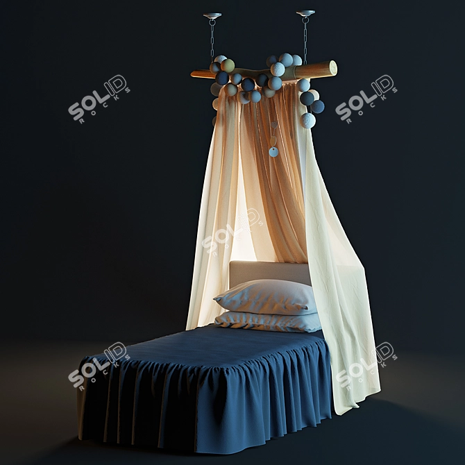 Elegant Canopy Bed 3D model image 1