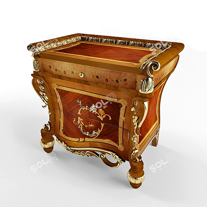 Elegant Heritage Night Table 3D model image 1