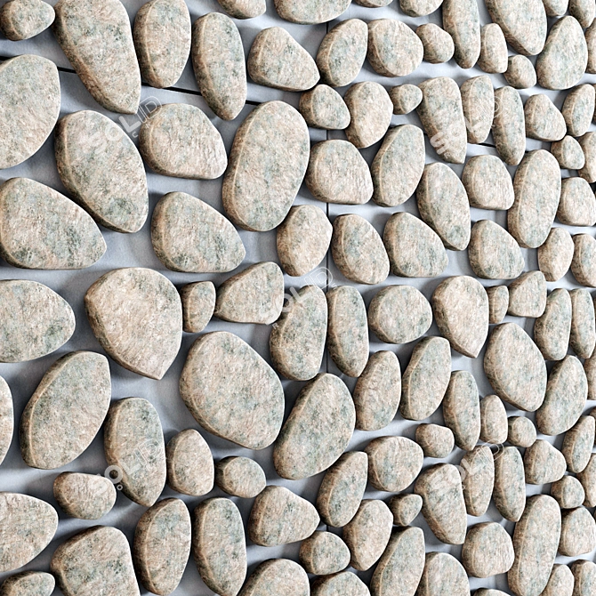 Natural Stone Pebble Plate 3D model image 1