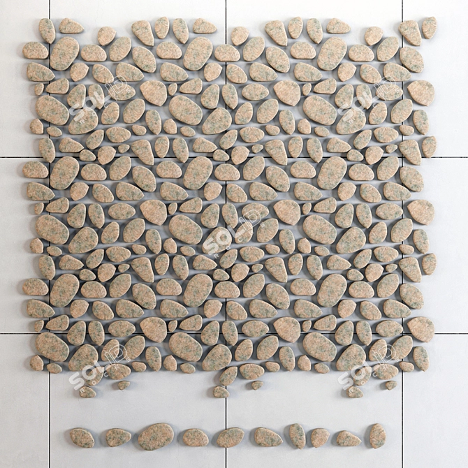 Natural Stone Pebble Plate 3D model image 2