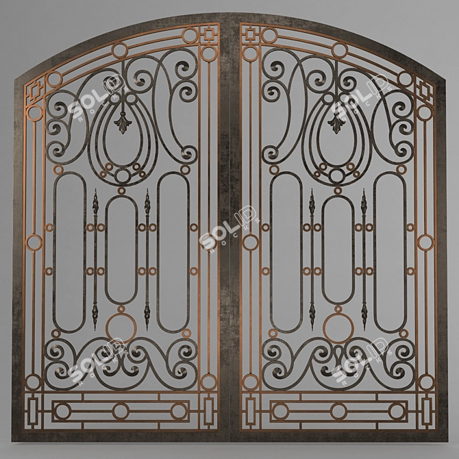 Metallic Gates: Strong, Stylish, Secure 3D model image 1