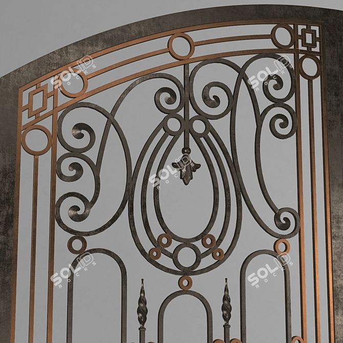 Metallic Gates: Strong, Stylish, Secure 3D model image 2