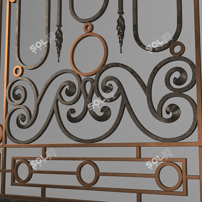 Metallic Gates: Strong, Stylish, Secure 3D model image 3