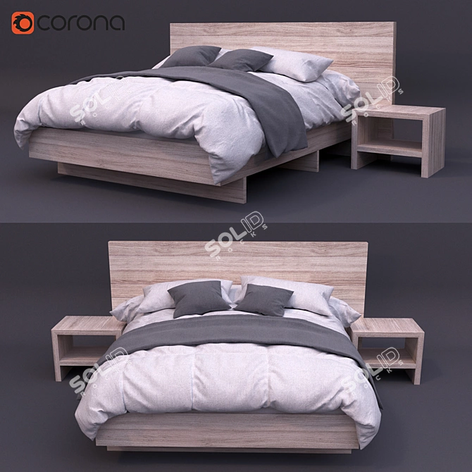 Cozy Rustic Bed 3D model image 1