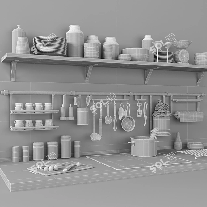 Versatile Kitchen Essentials Set 3D model image 2