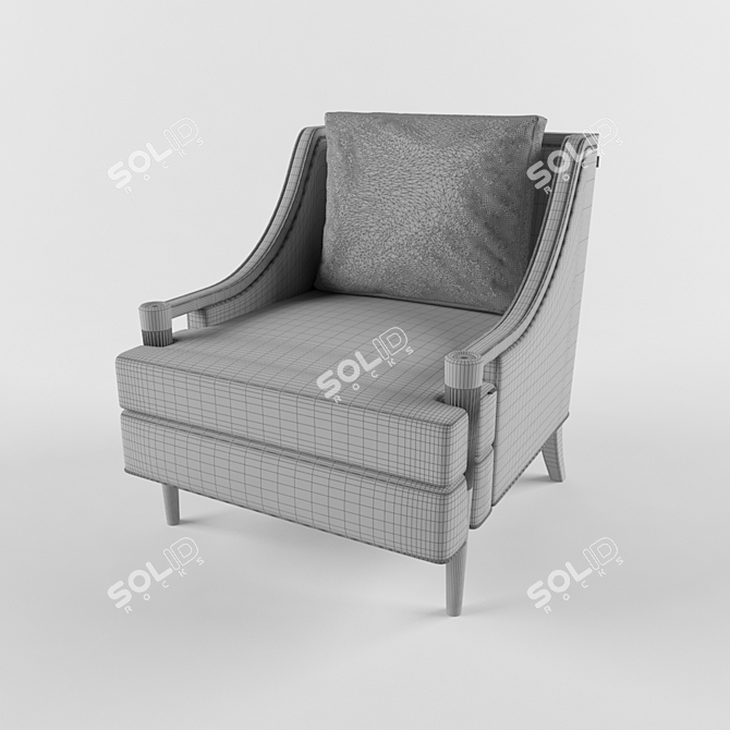 Elegant Upholstered Armchair 3D model image 2