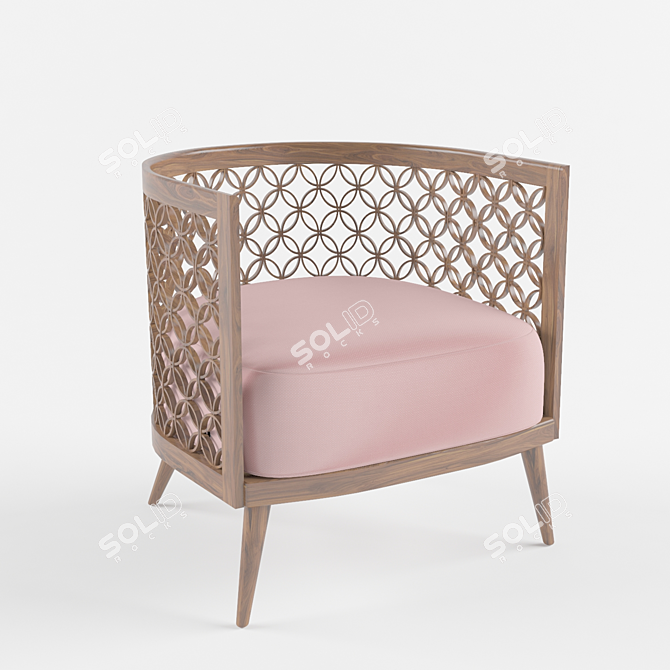 Patterned Armchair with Screen Backing 3D model image 1