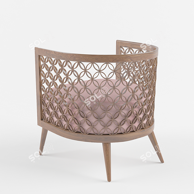 Patterned Armchair with Screen Backing 3D model image 2