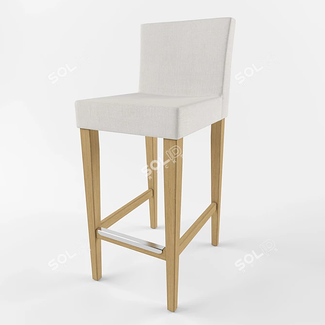 Sophisticated Oak Bar Chair 3D model image 1