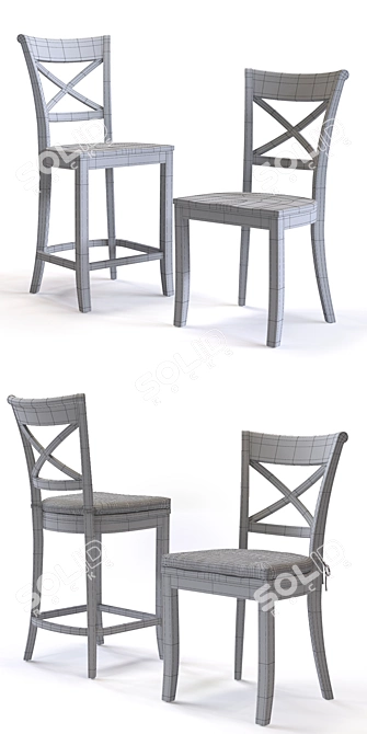 Title: Vintner Bar & Dining Chair 3D model image 3